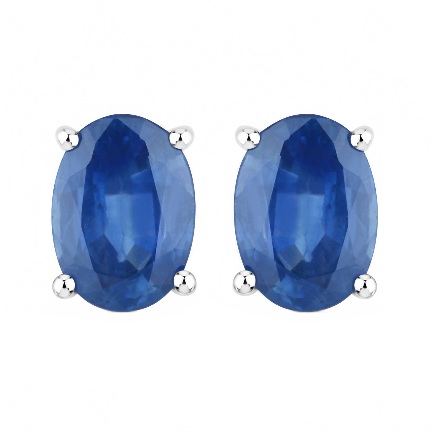 New Diana M Jewels Women's Oval Natural Sapphire Stud Earrings (1.90 Ct) - Class